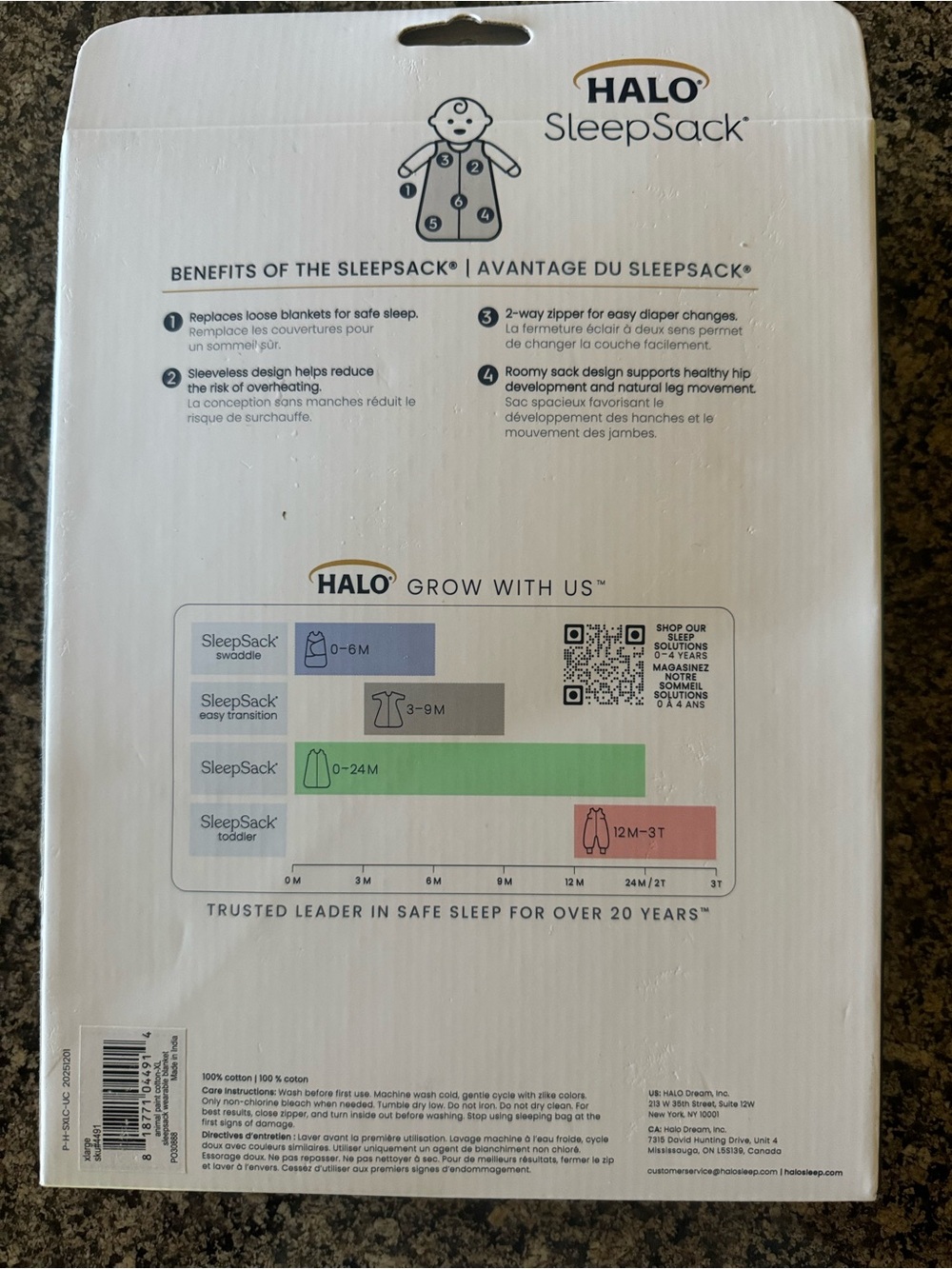 Halo SleepSack Packaging XL- White with Black and Green Accents - Picture 2 of 6